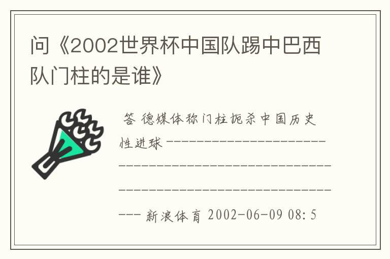 问《2002世界杯中国队踢中巴西队门柱的是谁》