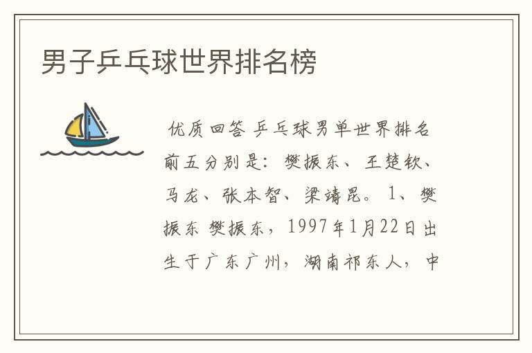 男子乒乓球世界排名榜