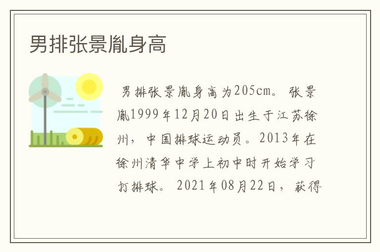 男排张景胤身高