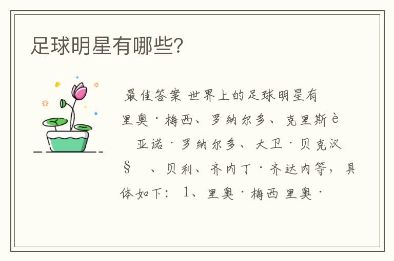 足球明星有哪些？