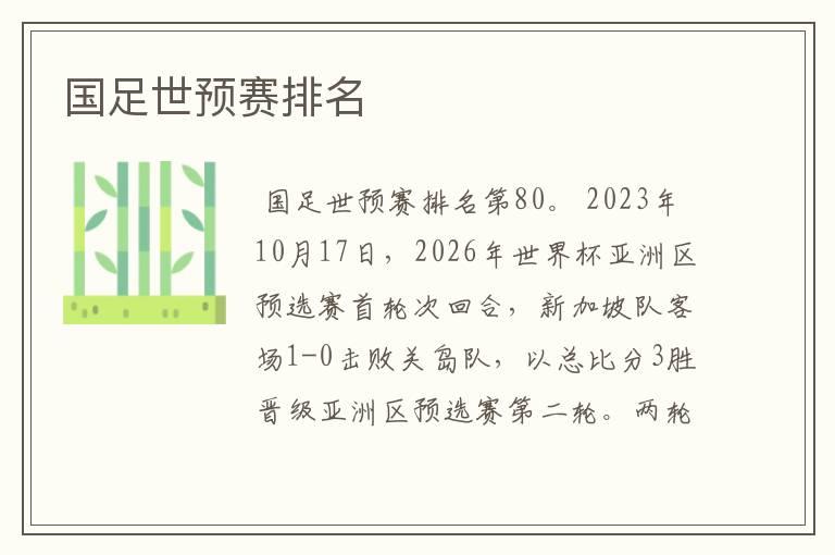 国足世预赛排名