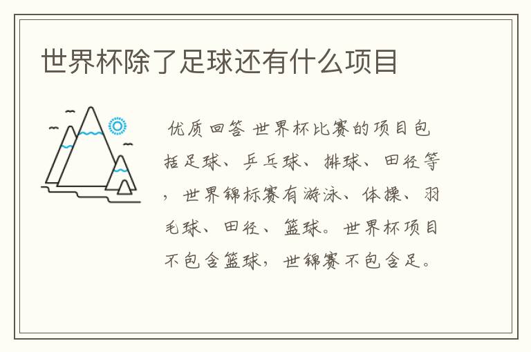 世界杯除了足球还有什么项目