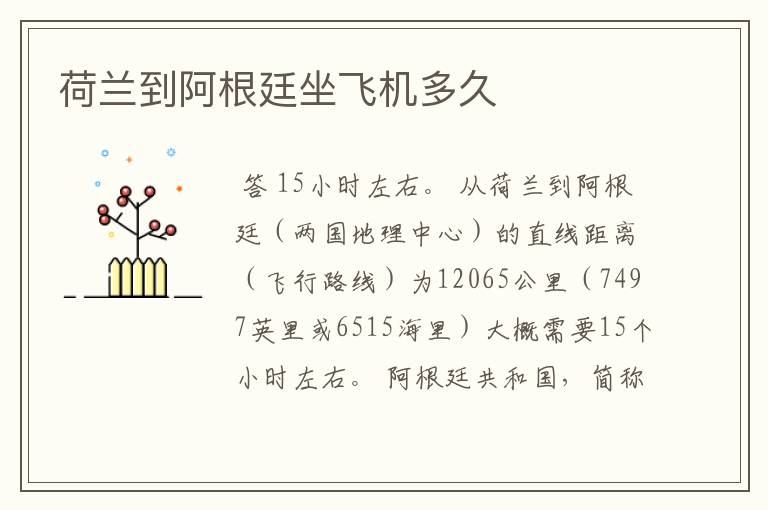 荷兰到阿根廷坐飞机多久
