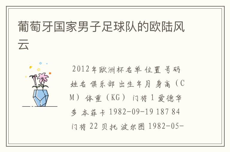葡萄牙国家男子足球队的欧陆风云