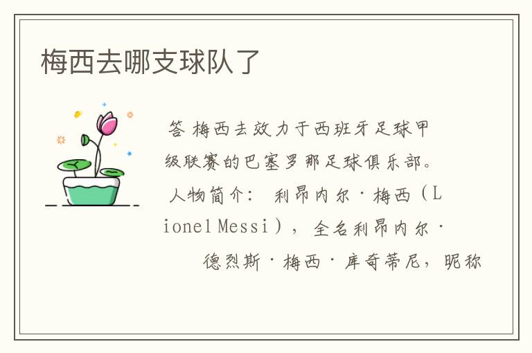 梅西去哪支球队了