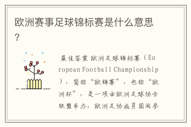 欧洲赛事足球锦标赛是什么意思?