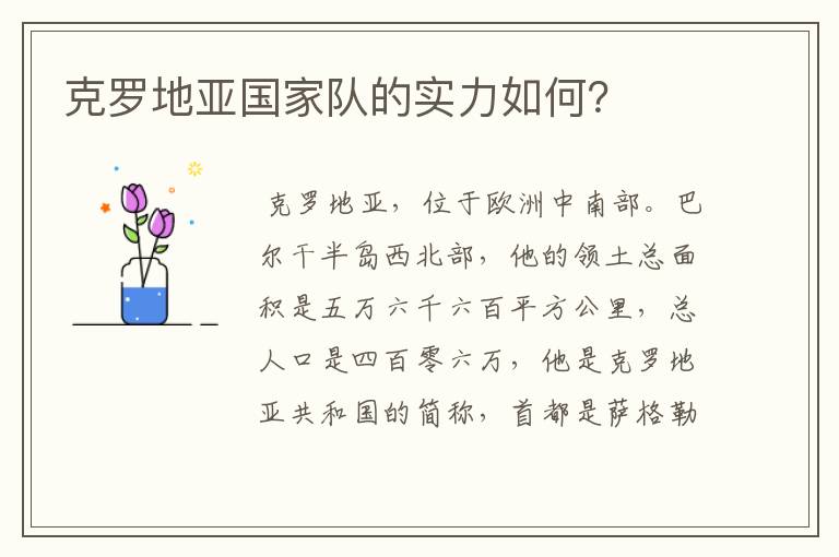 克罗地亚国家队的实力如何？