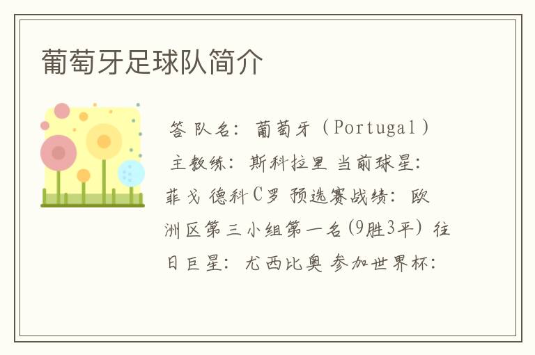 葡萄牙足球队简介