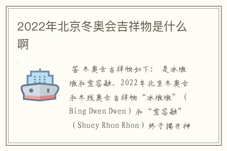 2022年北京冬奥会吉祥物是什么啊