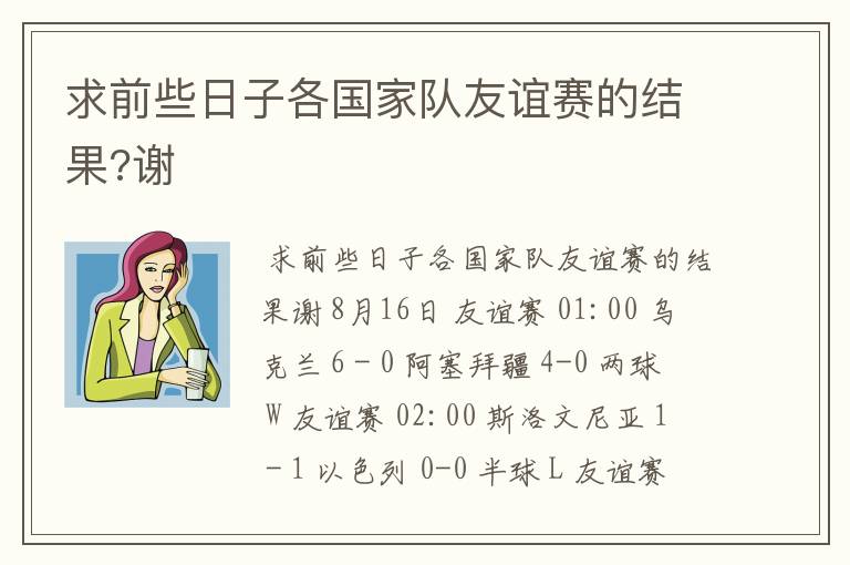 求前些日子各国家队友谊赛的结果?谢