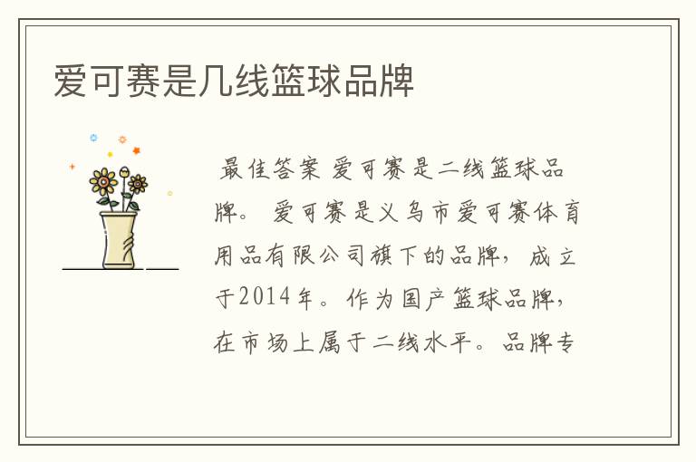 爱可赛是几线篮球品牌