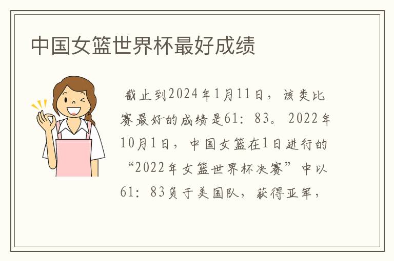 中国女篮世界杯最好成绩
