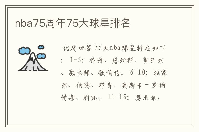 nba75周年75大球星排名