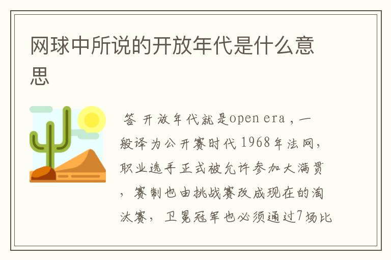 网球中所说的开放年代是什么意思