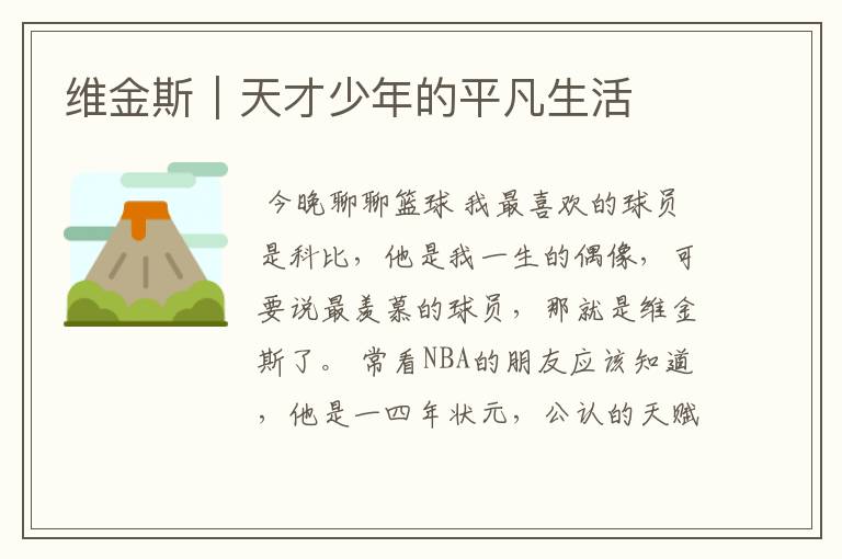 维金斯|天才少年的平凡生活