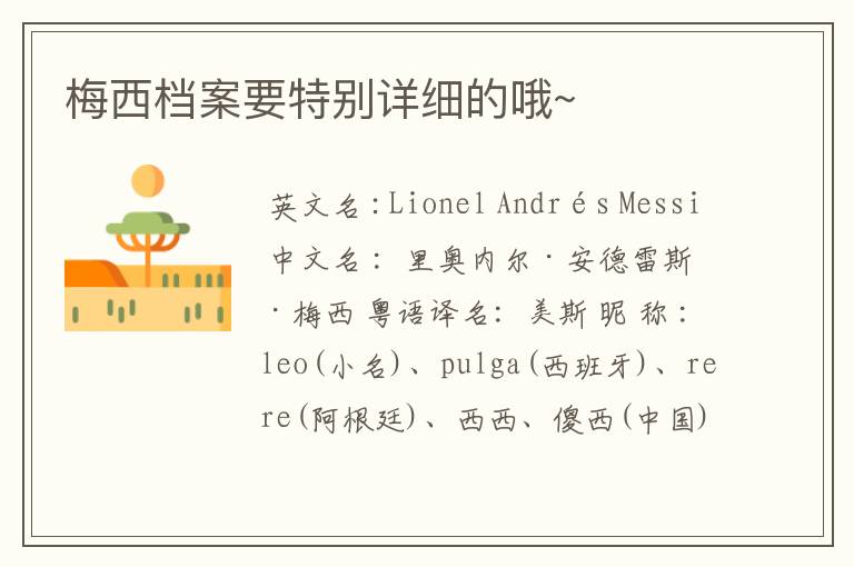 梅西档案要特别详细的哦~