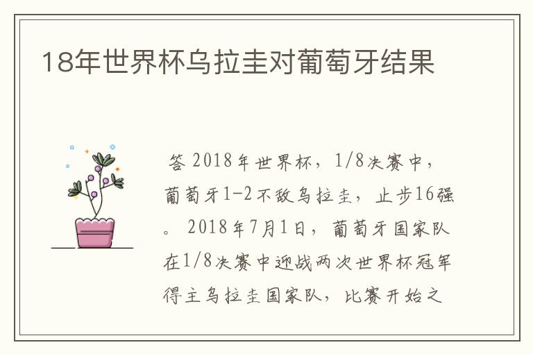 18年世界杯乌拉圭对葡萄牙结果