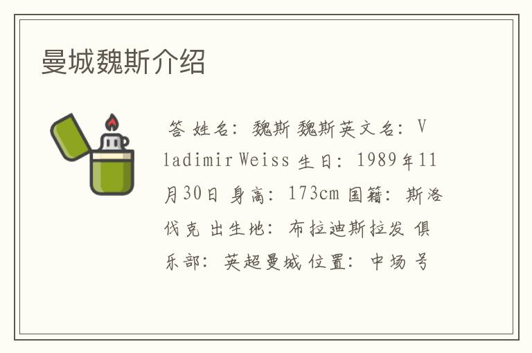 曼城魏斯介绍