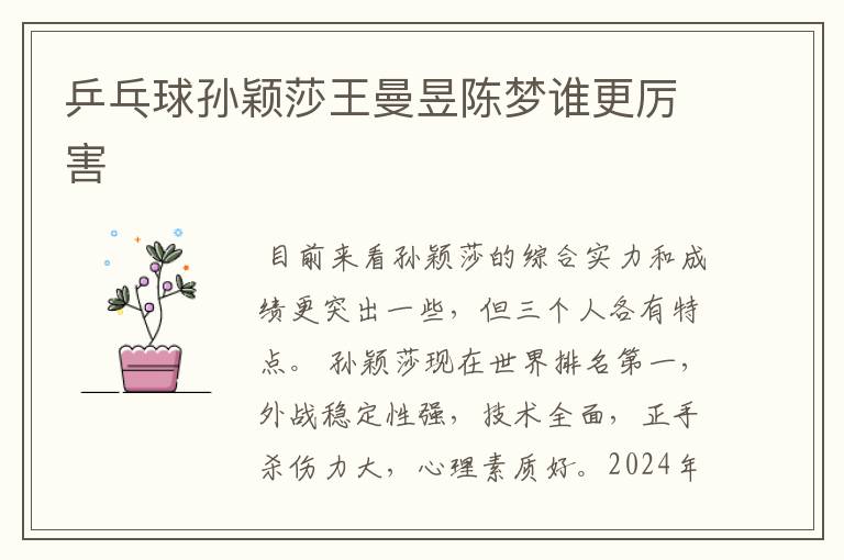乒乓球孙颖莎王曼昱陈梦谁更厉害