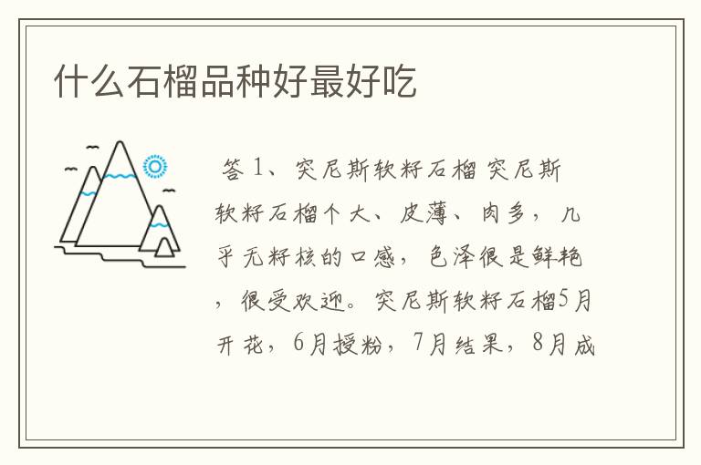 什么石榴品种好最好吃