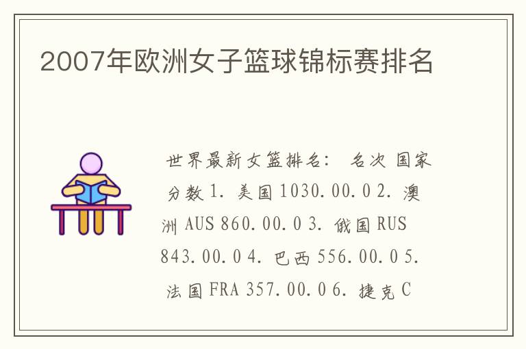 2007年欧洲女子篮球锦标赛排名