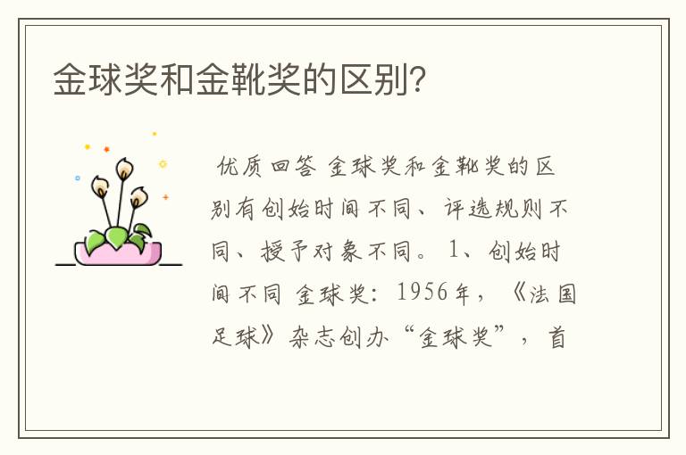 金球奖和金靴奖的区别?