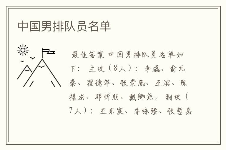 中国男排队员名单