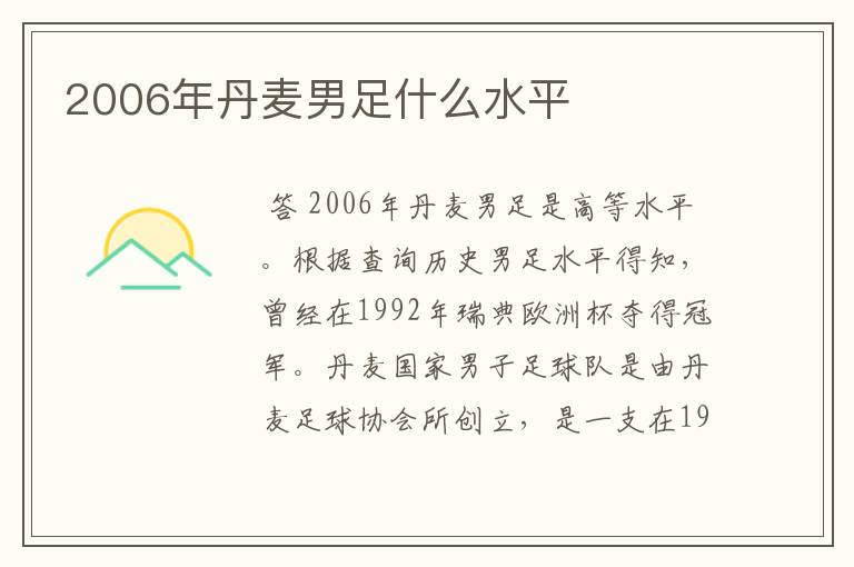 2006年丹麦男足什么水平