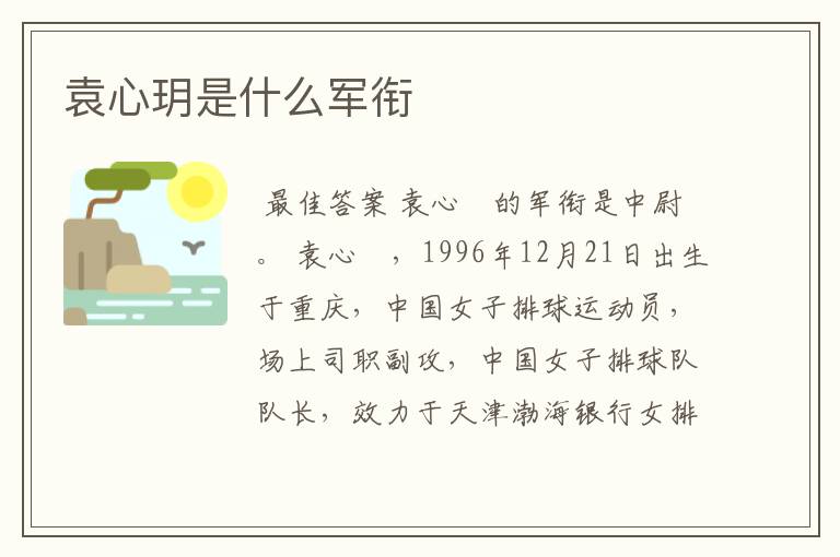 袁心玥是什么军衔