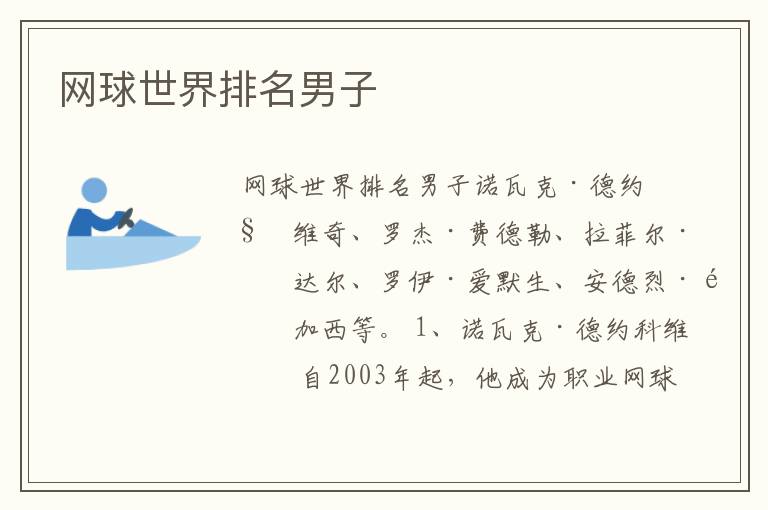 网球世界排名男子