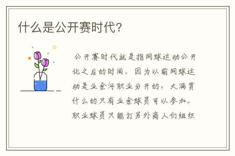什么是公开赛时代?