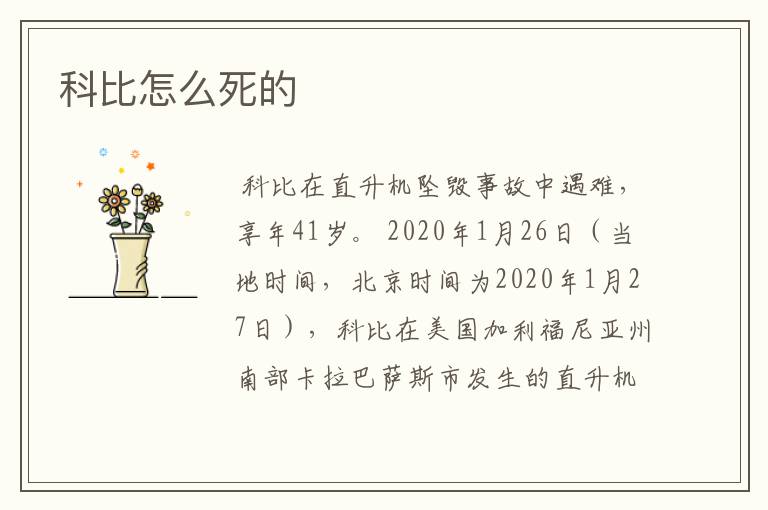 科比怎么死的