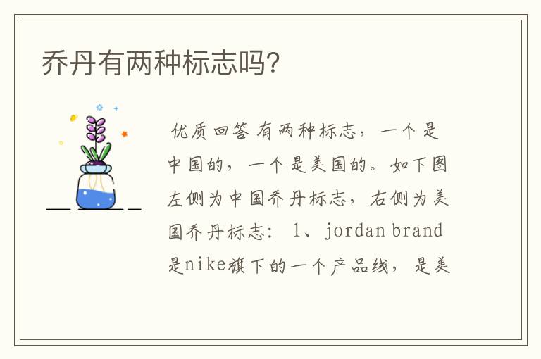 乔丹有两种标志吗?