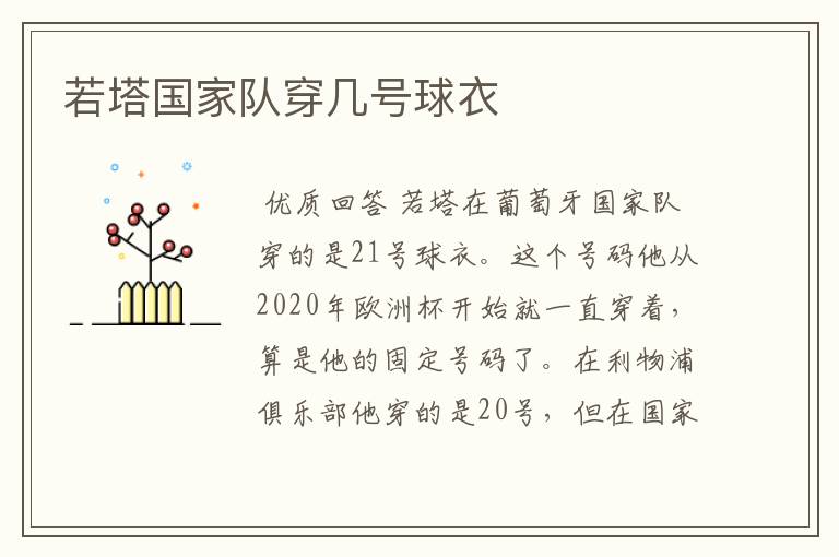 若塔国家队穿几号球衣