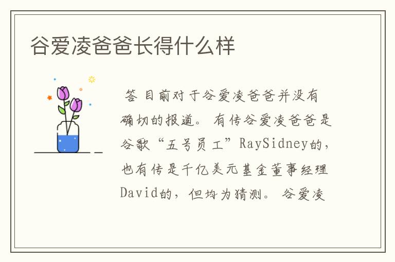 谷爱凌爸爸长得什么样