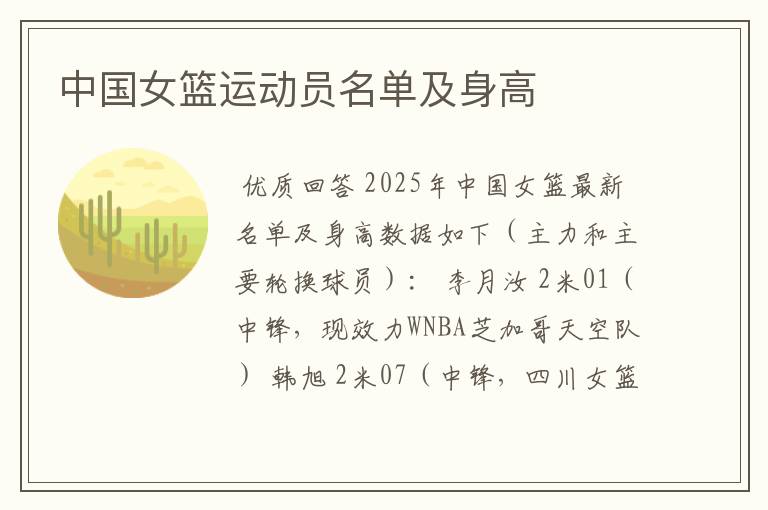 中国女篮运动员名单及身高