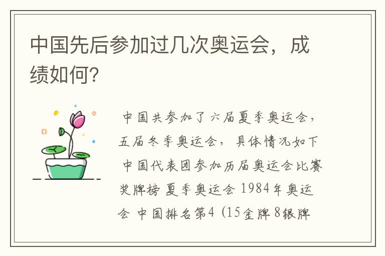 中国先后参加过几次奥运会，成绩如何？