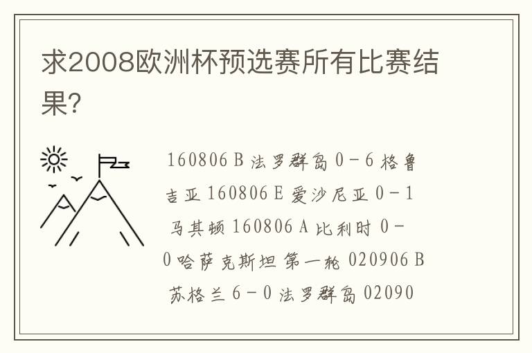 求2008欧洲杯预选赛所有比赛结果?