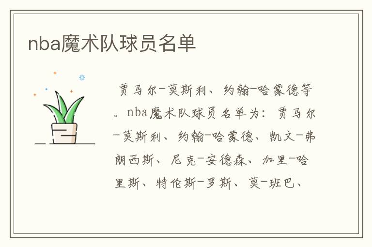 nba魔术队球员名单