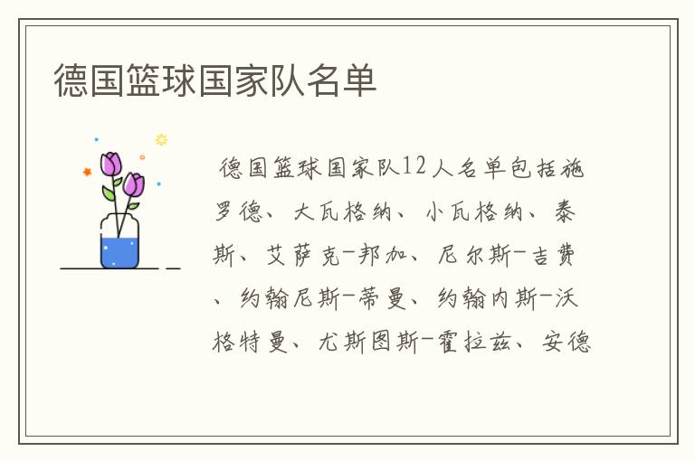 德国篮球国家队名单