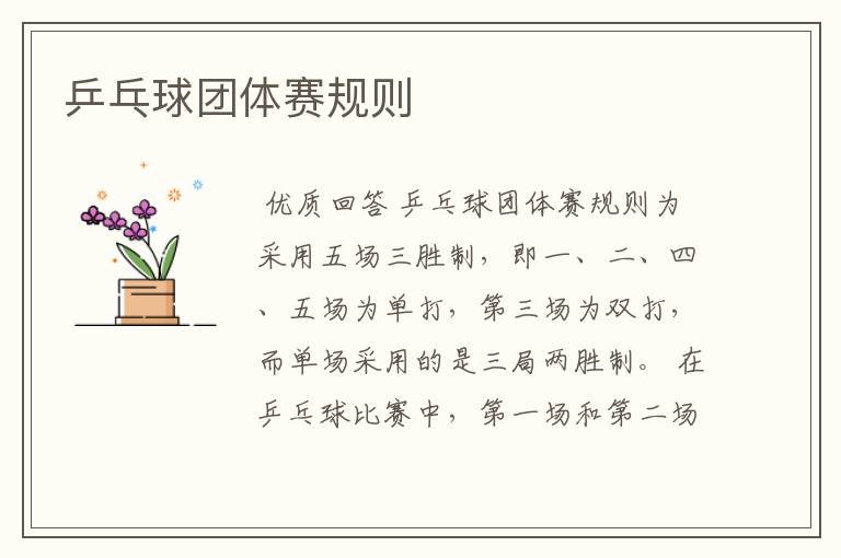 乒乓球团体赛规则