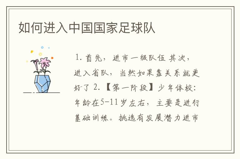 如何进入中国国家足球队
