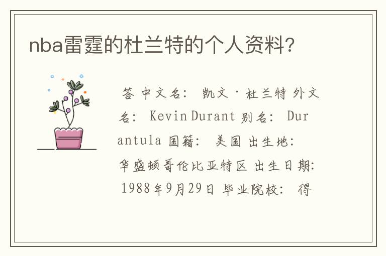 nba雷霆的杜兰特的个人资料?