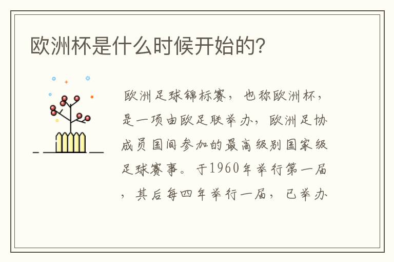 欧洲杯是什么时候开始的？