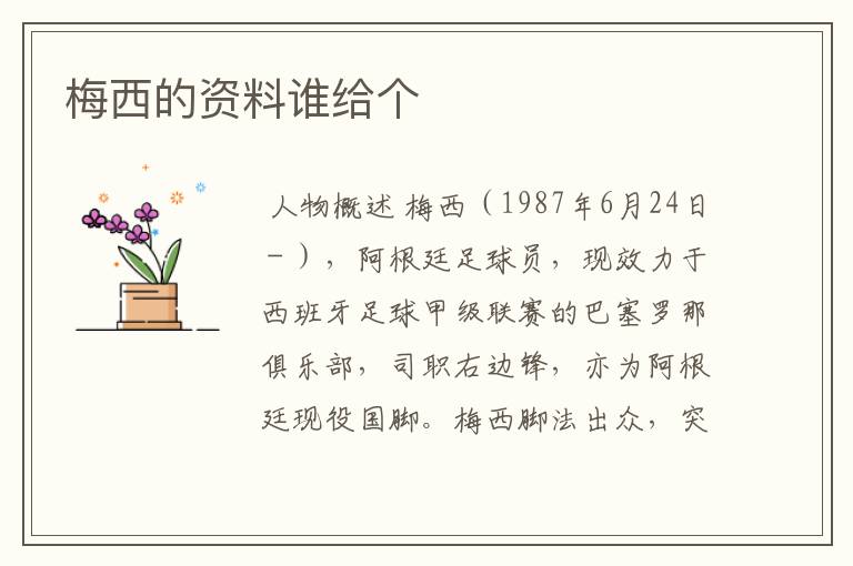 梅西的资料谁给个