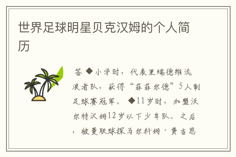 世界足球明星贝克汉姆的个人简历