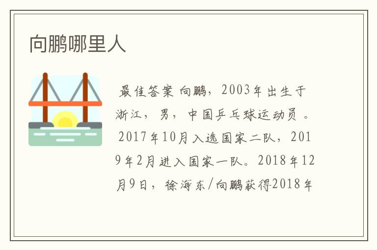 向鹏哪里人