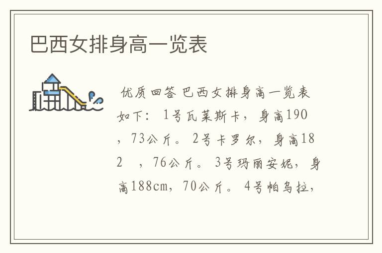 巴西女排身高一览表
