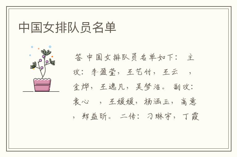 中国女排队员名单