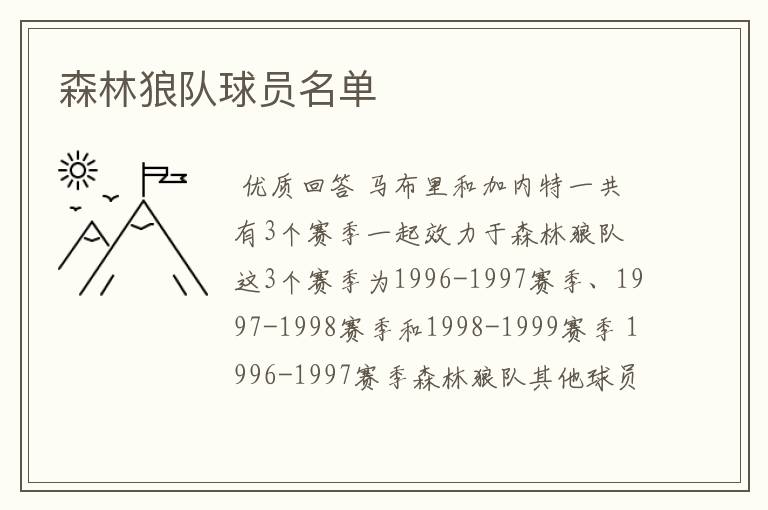 森林狼队球员名单